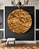 obrazy Płaskorzeźba obraz okrągły strukturalny  koło metaliczna dekoracja fi 100cm 2