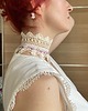 chokery Szydełkowy choker kremowo liliowy! Prześliczny. 3