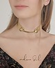 chokery Złoty  CHOKER skóra naturalna  złota awangardowy naszyjnik bohochic elegancki 2