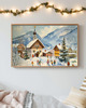 obrazy i plakaty do pokoju dziecięcego PLAKAT zimowa wioska akwarela  górski krajobraz zimowy 2