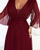 sukienki maxi damskie 654-6 Długa połyskująca sukienka plus size z dekoltem - bordowa 7