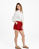 szorty damskie Lniane spodenki BLOOM red wine 3