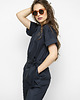 kombinezony damskie Granatowy kombinezon Jonika z wycięciem 1