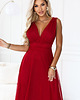 sukienki maxi damskie 687-2 Elegancka sukienka maxi z kopertowym dekoltem - bordo jasne 7
