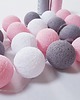 dekoracje świetlne Lampki Cotton Balls 20 led szaro-różowe, świecące kule na baterie 2