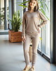 spodnie dresowe damskie Spodnie dresowe z wełny merino, Cappuccino 2