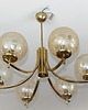 lampy wiszące Żyrandol vintage lata 70. Mosiądz, aluminium i szkło 6x E14 1