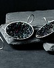 kolczyki wire wrapping Efektowne kolczyki z druzami czarnego minerału 6