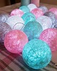 dekoracje świetlne Lampki Cotton Balls 20 led miętowo-różowe, świecące kule na baterie 3