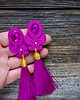 kolczyki soutache Fuksja i złoto - kolczyki sutasz z chwostami 2
