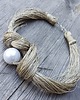 wisiory Lniany naszyjnik  z perłą 2