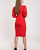 sukienki midi damskie Sukienka z bufiastymi rękawami-czerwona(S284) 2