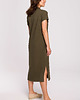 sukienki midi damskie Sukienka safari z kołnierzykiem-khaki(B222) 1