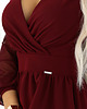 sukienki midi damskie 657-3 Elegancka sukienka midi z dekoltem i tiulowymi rękawami - bordo 6