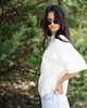 t-shirt damskie Koszulka T-Shirt z bawełny prążkowanej, NATURAL WHITE 3