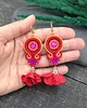 kolczyki soutache Kolczyki sutasz kolorowe czerwień pomarańcz róż Cleo z kwiatkiem 1