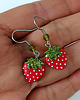kolczyki z masy plastycznej Małe kolczyki truskawki 3