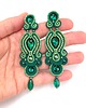 kolczyki soutache Queen zielone ze złotem wieczorowe długie kolczyki sutasz 1