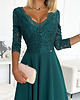 sukienki maxi damskie 309-5 AMBER elegancka koronkowa długa suknia z dekoltem - ZIELEŃ BUTELKOWA 2