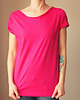 t-shirt damskie Ciemnoróżowy Oversize Bez Nadruku 1