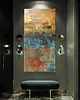obrazy Obraz duży 100x200cm niebieski, granat, turkus, złoto, pomarańczowy 1