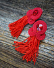 klipsy Etniczne klipsy soutache z frędzlami- czerwone 1