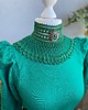 chokery Belle epoque retro koronkowy naszyjnik w kolorze butelkowej zieleni 5