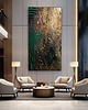 obrazy Obraz abstrakcja 80x160cm w kolorach złoto miedż i szmaragd 2