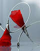kolczyki wire wrapping Srebrne kolczyki koła czerwone 3