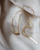 złote naszyjniki 16k Gold Plated Wide Vertical Bar Necklace 4