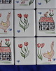 kafle i panele Zestaw 12 ręcznie malowanych kafli- domki, kurki, tulipany 1
