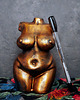 figurki i rzeźby Duża kobieta w metalicznym złocie ognistym, 14 cm, rzeźba z gipsu 2
