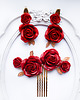 Biżuteria ślubna Komplet ślubny "Bordowe Róże" - Grzebyk + kolczyki 7