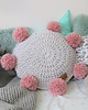 poduszki plecione Okrągła poszewka bawełniana z pomponami 4