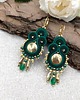 kolczyki soutache Marengo kolczyki sutasz z hematytem złoto zielone eleganckie z frędzlami 2