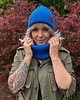czapki damskie Bawełniana czapka beanie logo ekoskórka Niebieski Kobalt 5