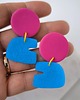 kolczyki z masy plastycznej Geometryczne kolczyki- OU lazur/fuksja 3