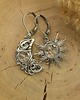 kolczyki wire wrapping Asymetryczne kolczyki księżyc i słońce kryształ górski wire wrapping 2
