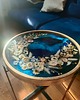 stoliki kawowe Niebieski stolik kawowy z kwiatami w żywicy 2