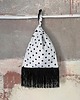 torebki do ręki Torebka na nadgarstek,Knot Bag w Groszki z Frędzlami - Handmade 1