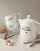 kubki Zestaw biały porcelanowy dzbanek 1 litr i 2 kubki porcelanowe 500 ml - motyw 2