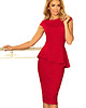 sukienki midi damskie 192-5 Elegancka sukienka MIDI z baskinką - CZERWONA 3