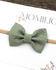 ozdoby do włosów dla dzieci Opaska do włosów kokardka z lnu zielona Linen Bow Sage 2