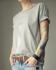 t-shirt damskie Srebrna kreska średnioszary Oversize 2