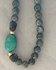 korale NASZYJNIK  z Labradorytu, turkusu, czarnego turmalinu i srebra -  MOC i Energia 4