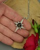 wisiory Wisiorek róża wiatrów obsydian złocisty wire wrapping 4