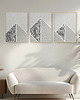 plakaty Czarno-białe plakaty graficzne, góry, abstrakcja geometryczna. 7