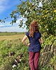 swetry damskie Ręcznie dziergany granatowy sweter bez rękawów z wełny merino i bawełny 5