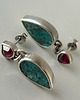 kolczyki wire wrapping -kupryt i granat- 3