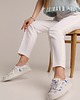 sneakersy damskie Sneakersy skórzane -  białe w kwiatki   (7186) 5